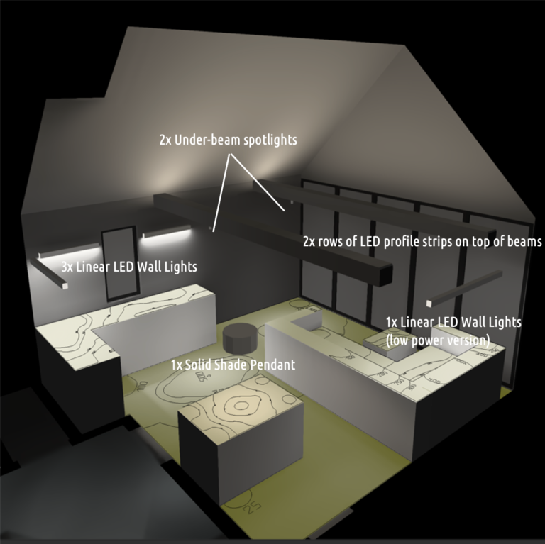 Light plan simulation 3D model