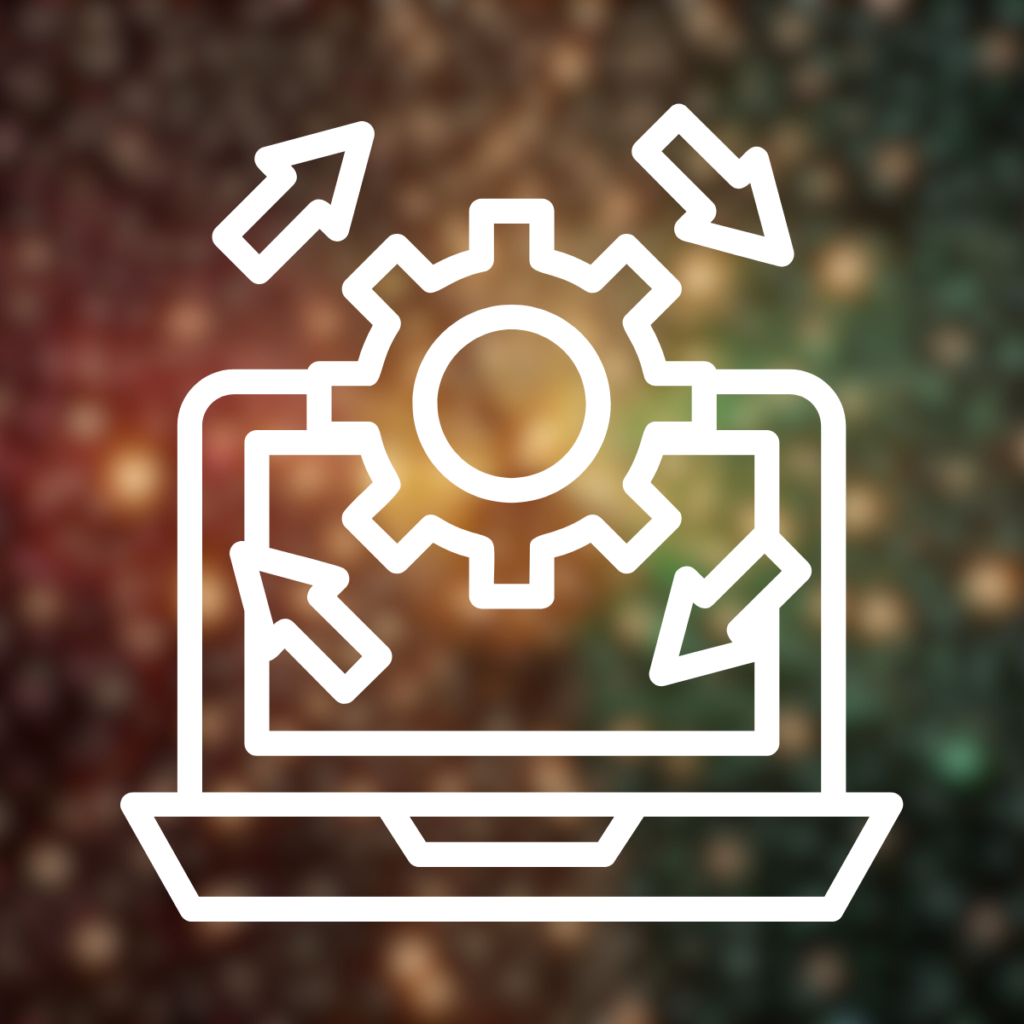 an icon of a laptop with a cog above